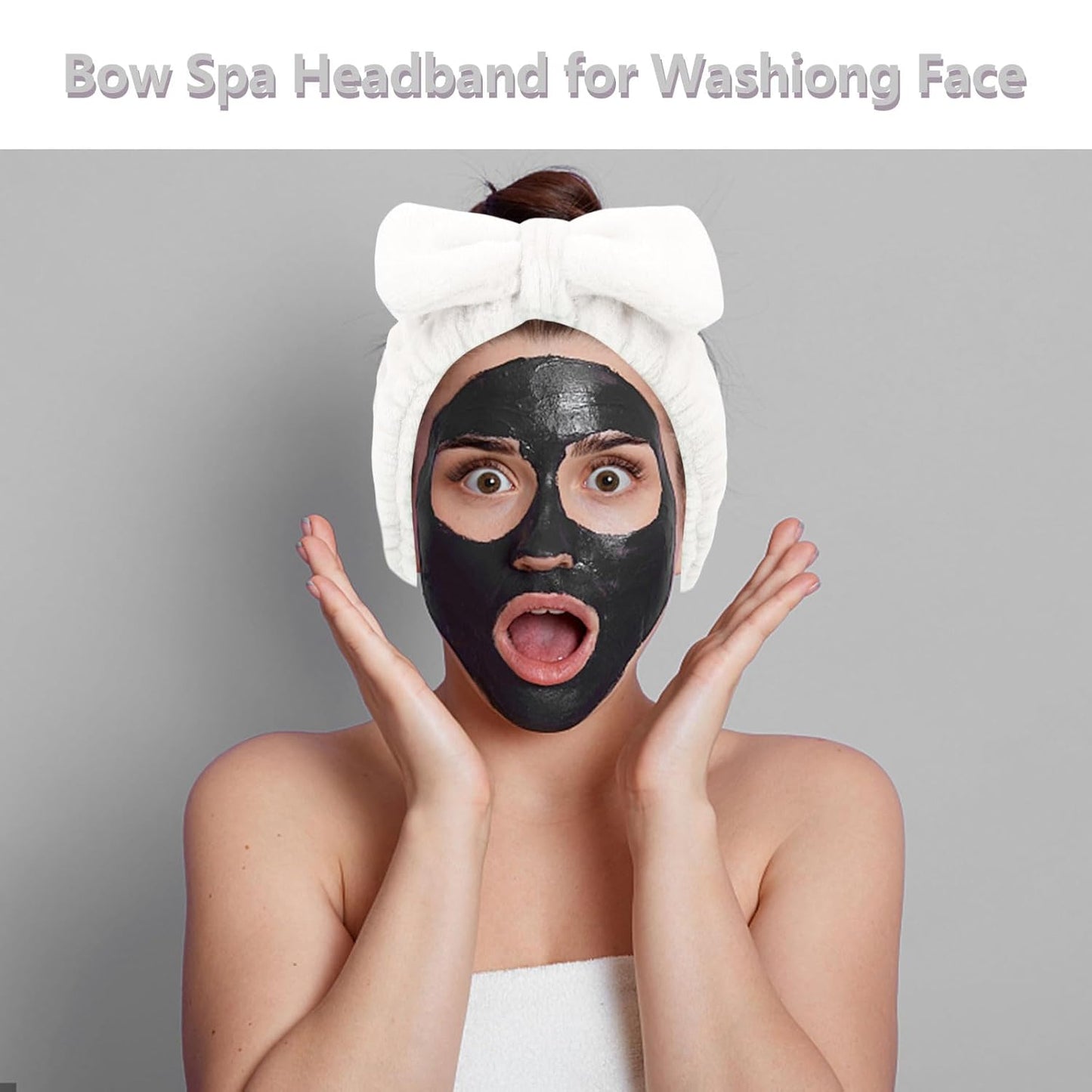 Ondder Spa Terry Cloth Headbands - 8 Pcs Cute Makeup Bow Headbands for Women, Skincare and Face Washing