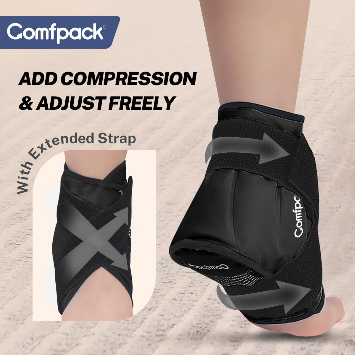 Ankle Ice Pack Wrap for Swelling, FSA Eligible, Heel Ice Pack for Pain Relief, Hot Cold Therapy Cold Pack for Plantar Fasciitis, Achilles Tendonitis, Ankle Sprain, Foot Pain, Black
