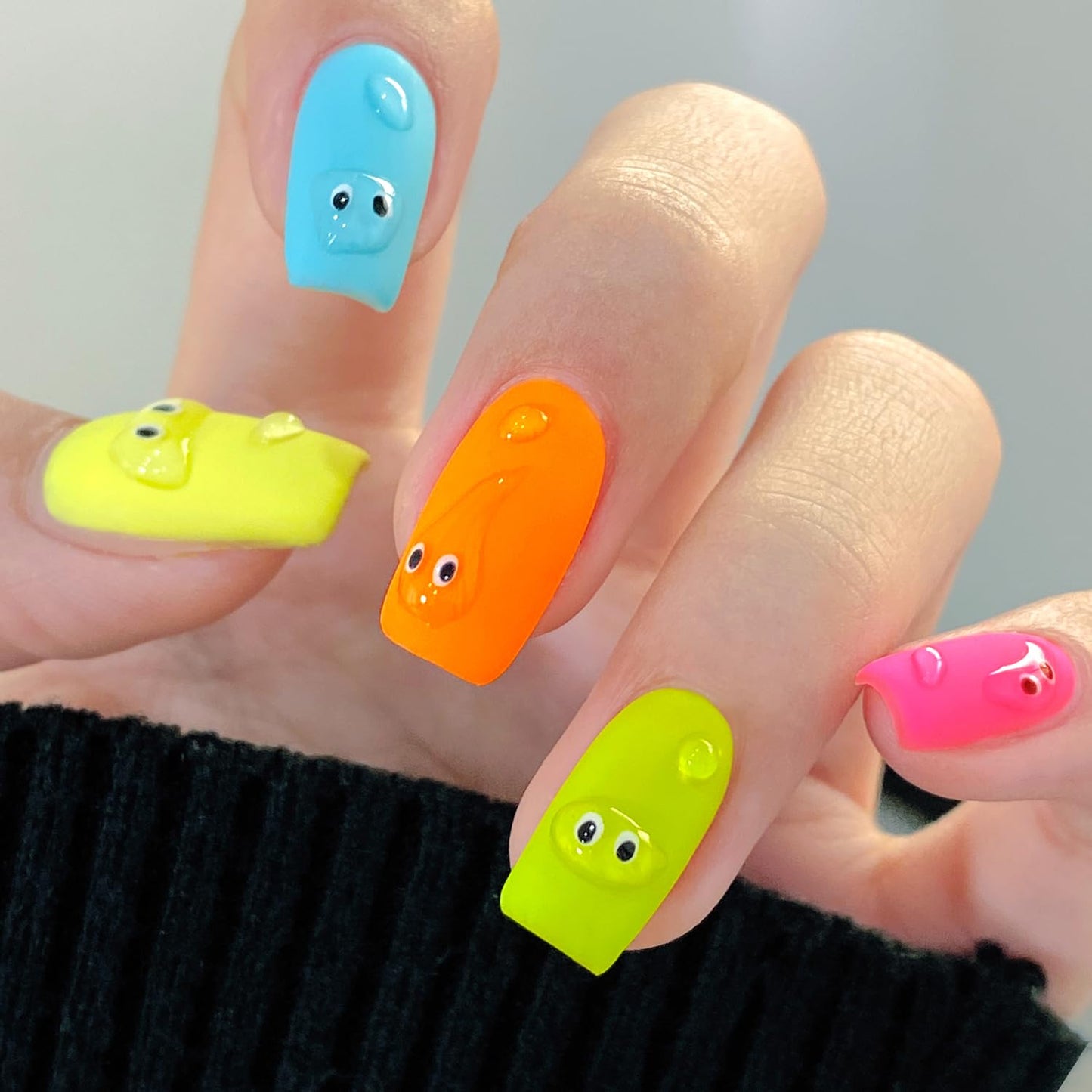 Double Rhythm Gel Nail Polish Set of 6 Colors Baby Light Pastel Milky Nail Polish Starter Kit Art DIY Salon Home (Neon Pink Blue Green Yellow Purple Orange,Kit 7)