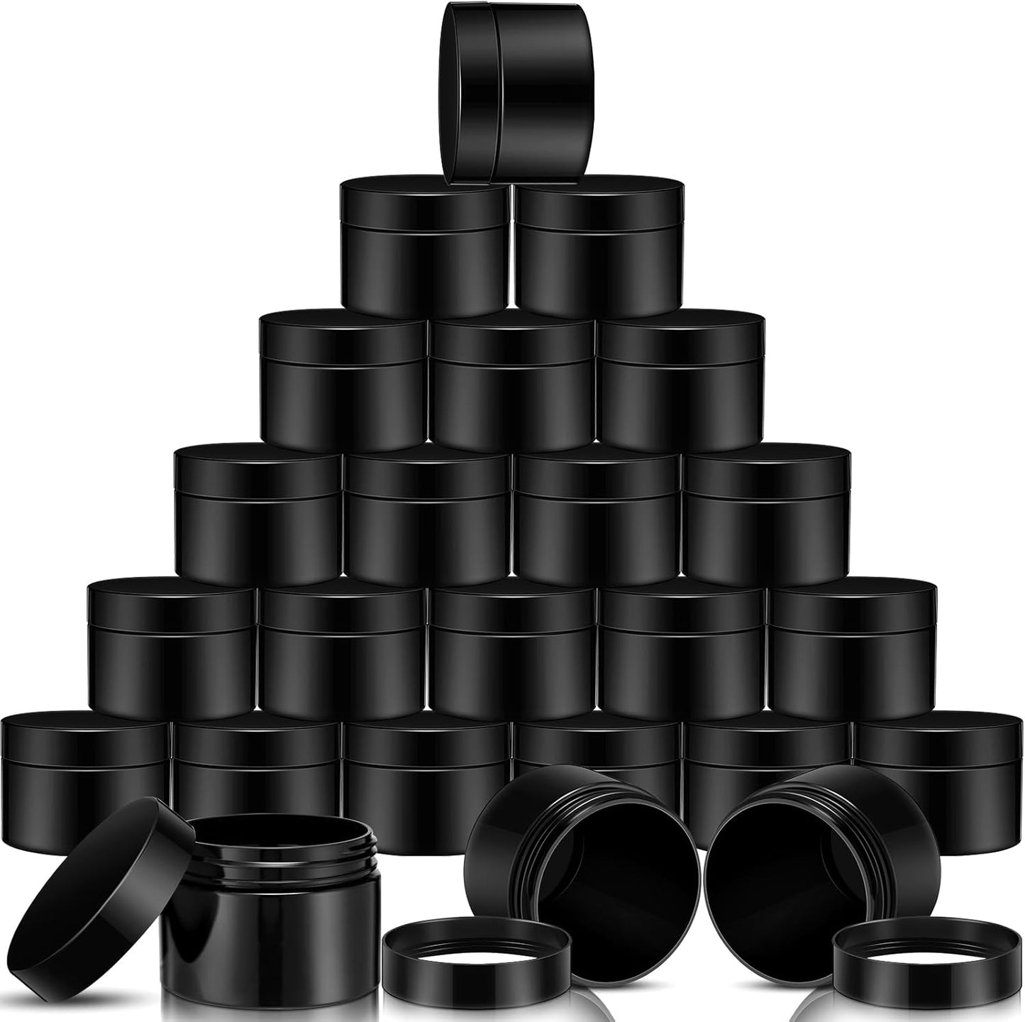 SATINIOR 12 Pack 16 oz Plastic Container Jars with Lids Round Clear Travel Cosmetic Container Slime Jar for Toiletries, Lotion, Cream, Ointment, Makeup, Rhinestone, Sample, Kitchen Storage(Pure Black)