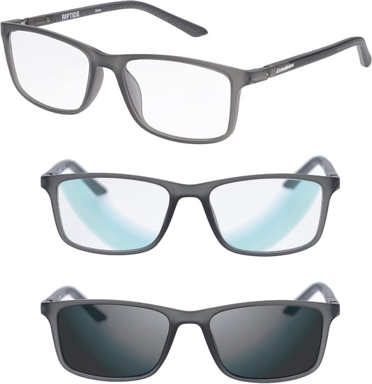 Croakies Riptide Photochromic Progressive Eyewear | UV400 Sunglass for Outdoor | Bluelight Eyeglass for HEV Devices | Bundle