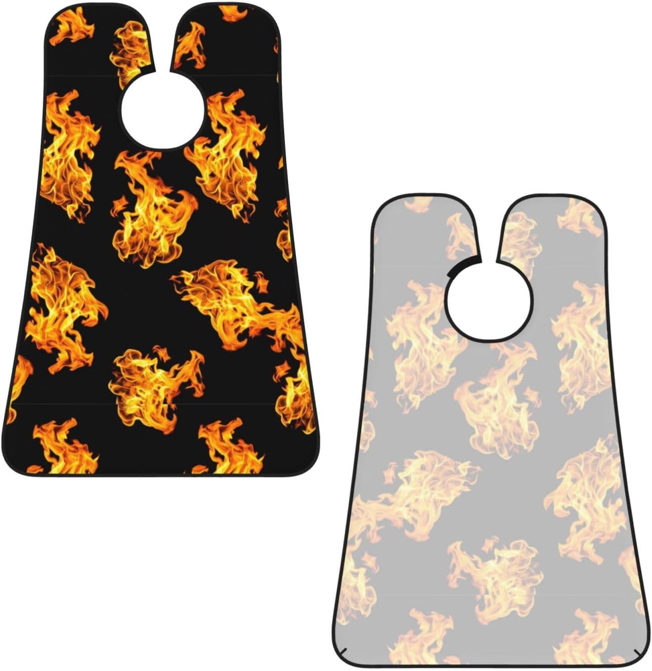 Adjustable Beard Bib, Non-Stick Hair Catcher Cape for Men's Shaving, Waterproof with 2 Suction Cups, Flame Fire Shave Bib