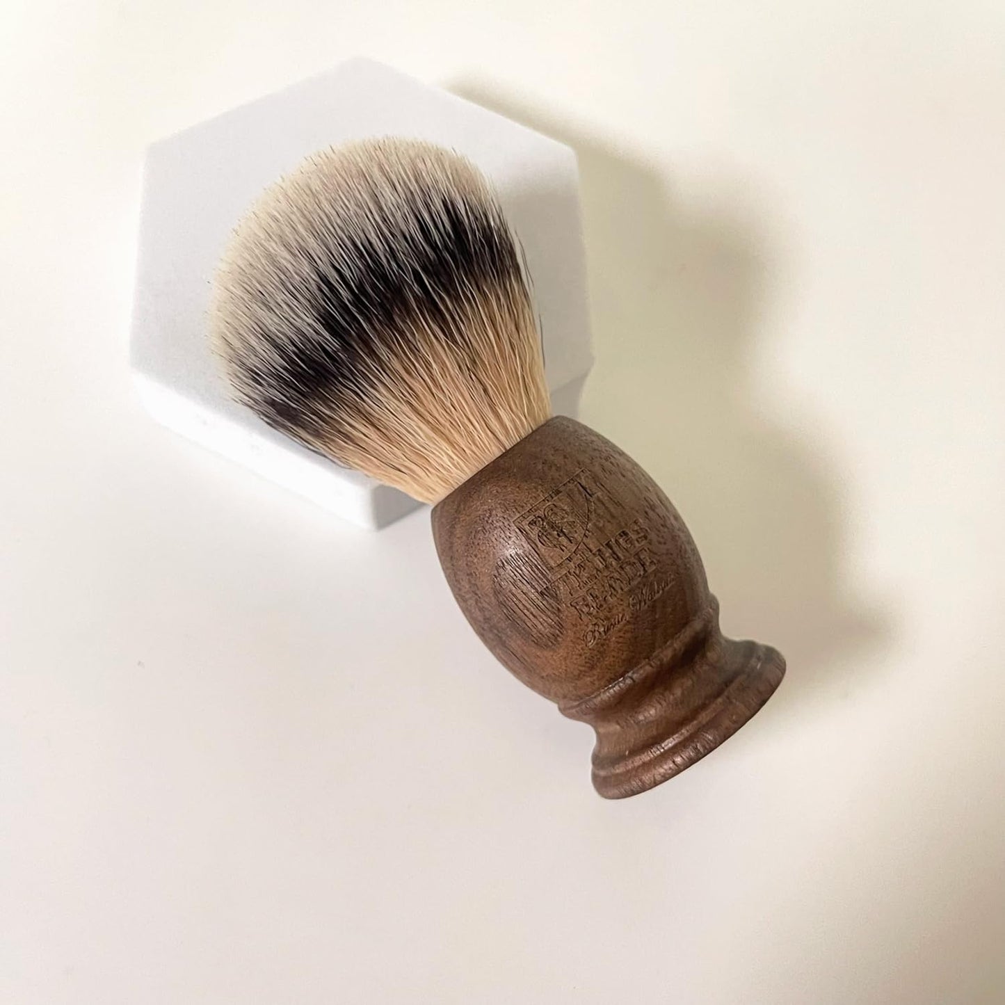 Wooden Shaving Brush for Men by VIKINGS BLADE, Super Strong Knot Backbone, Minimal Shedding, Fast Lather, Extremely Smooth & Plush on Skin (Rustic Walnut)