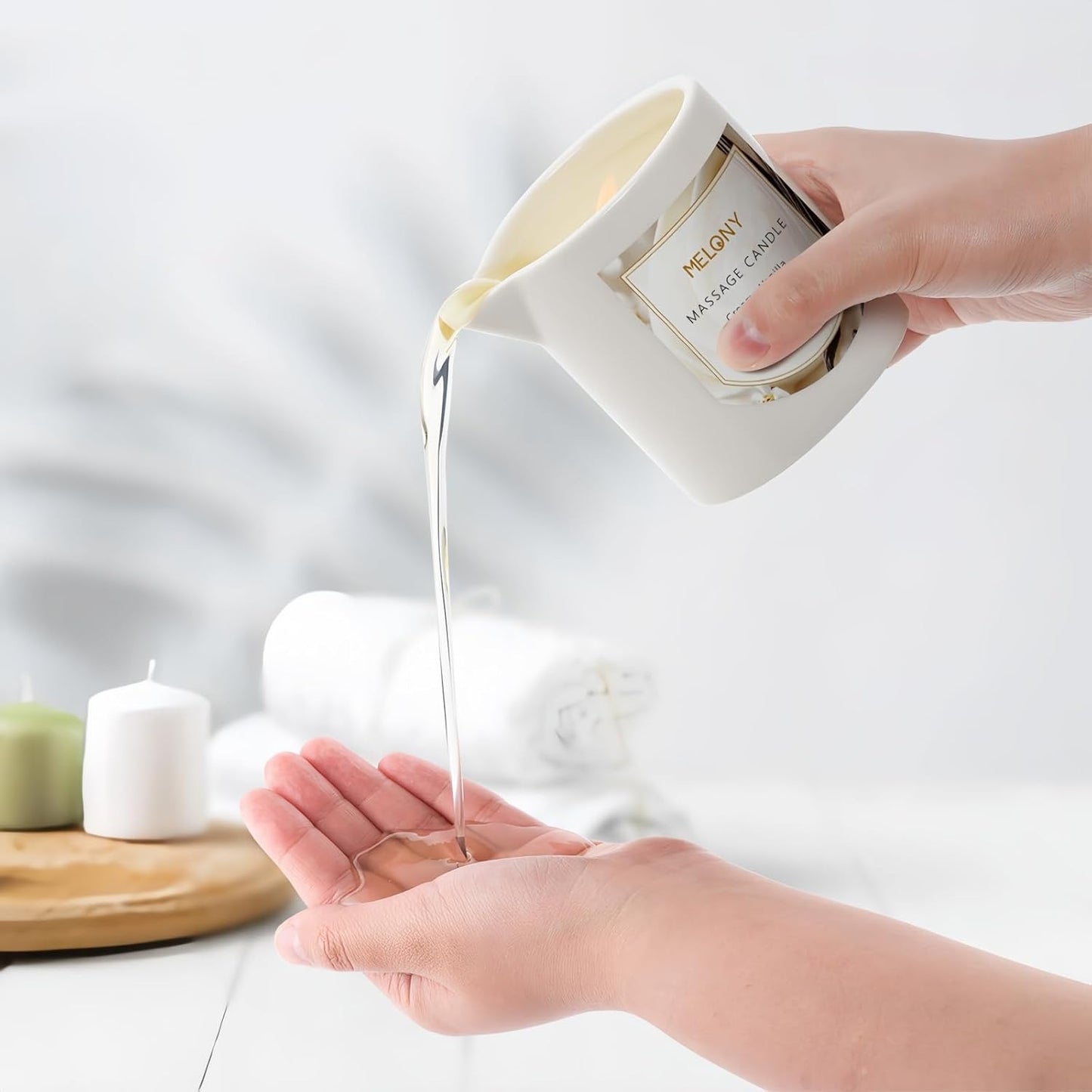 MELONY Luxury Massage Candle - Moisturising, Body Oil Candles for Muscle Relaxation, 8.1OZ (Creamy Vanilla)