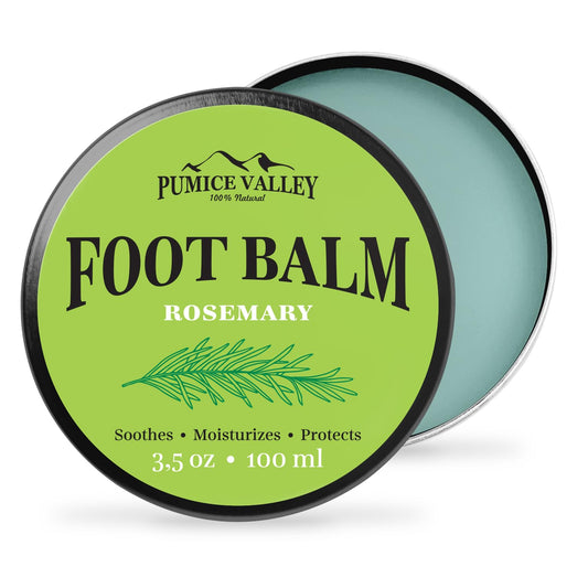 Pumice Valley Foot Balm Cream for Dry Cracked Heels and Feet - Natural Foot Moisturizer Balm for Calluses and Dry Feet Treatment - Rosemary Foot Lotion 3.5 Oz