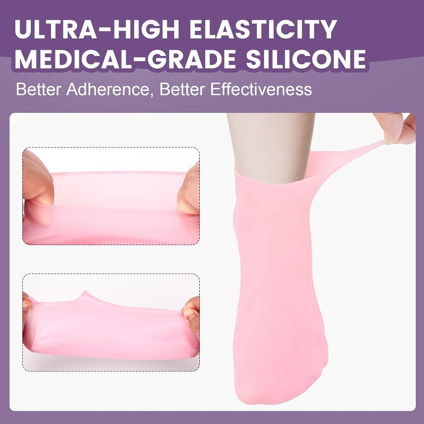 5 Pairs Silicone Socks for Dry Cracked Feet - Women's Moisturizing Foot Socks, Cracked Heel Treatment (5 Colors Assorted, Fits Up to Size 9)