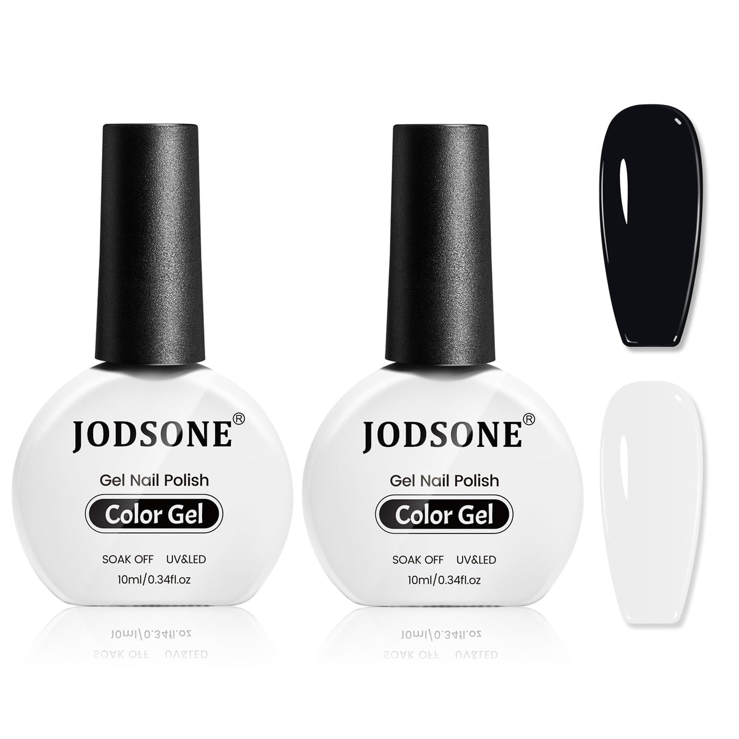 JODSONE 2Pcs Gel Nail Polish Set 10ml Black and White Gel Polish,Soak Off LED U V Nail Gel Manicure All Seasons Gel Polish Nail