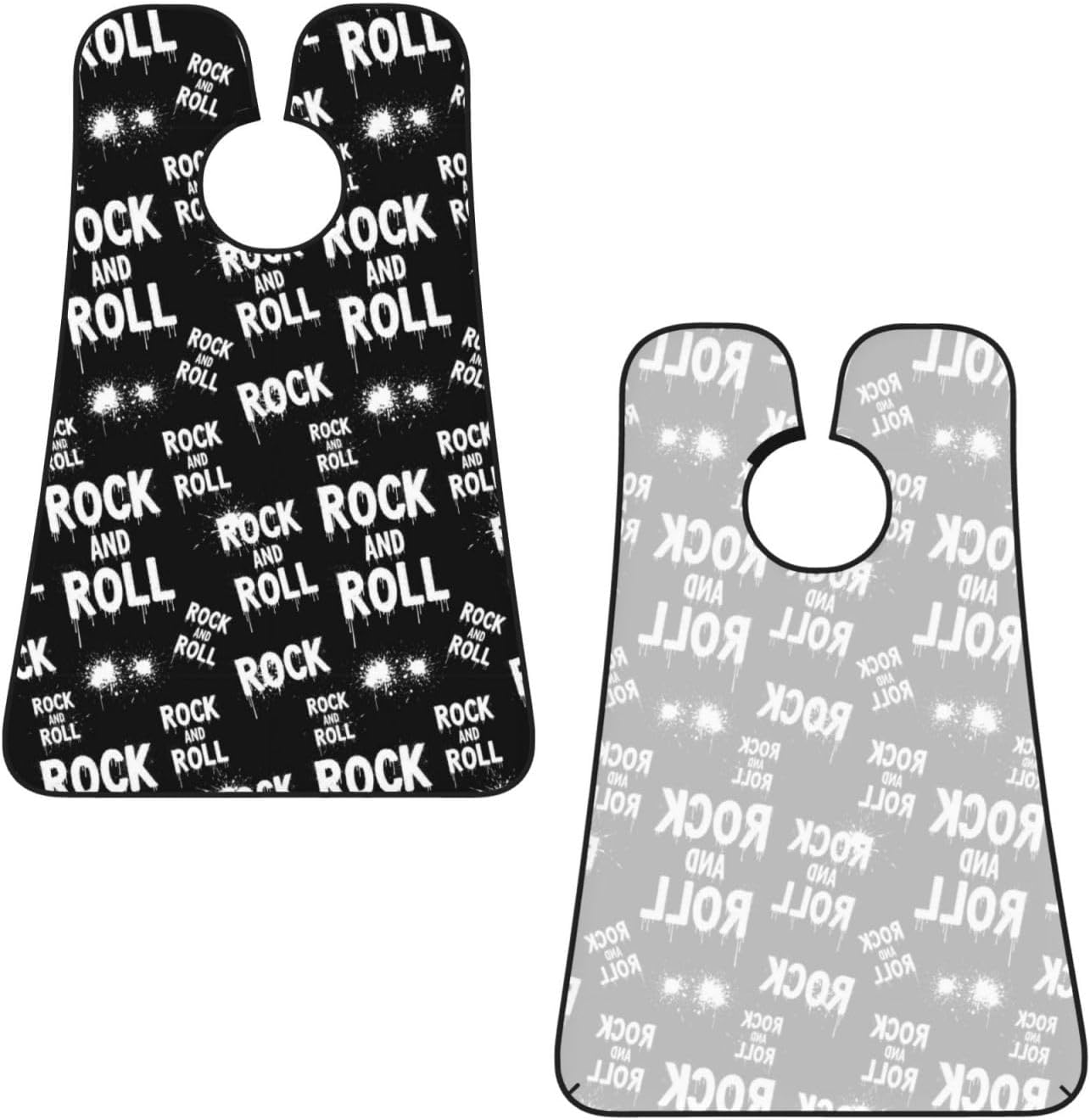 Adjustable Beard Catcher Apron, Black and White Rock and Roll Tattoo Print Shave Bib, Non-Stick Waterproof Grooming Bib, Shaving Essential for Men Dad Christmas