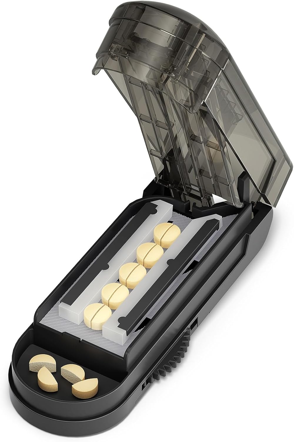 ONE PIX Pill Cutter Splitter for Small and Tiny Pills, Pill Cutter for Cutting Multiple Pills at a Time in Half, Pill Cutter for Small or Large Pills with Hidden Sharp Stainless Steel Blade, Grey