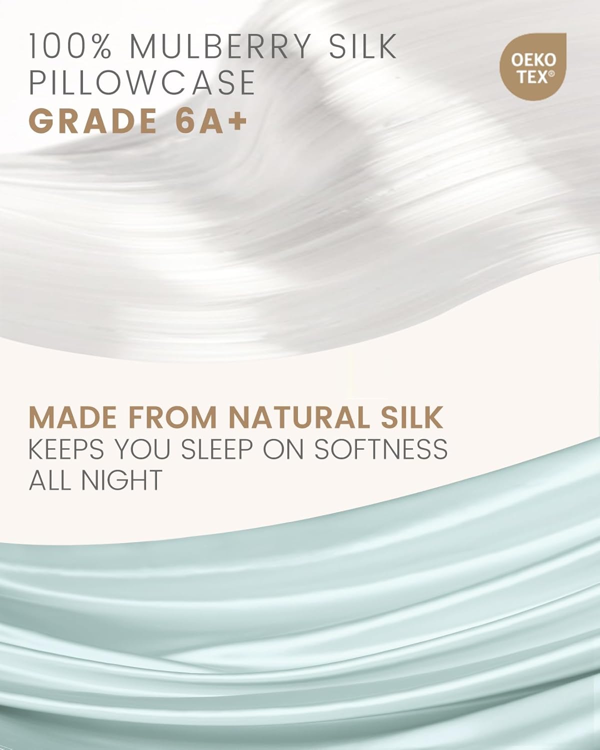 THXSILK 100% Mulberry Silk Pillowcase for Hair and Skin Health, Soft Breathable and Smooth Pillowcase with Hidden Zipper, Both Sides Premium Grade 6A+ Silk, 1pc (Standard 20"x26", Light Blue)