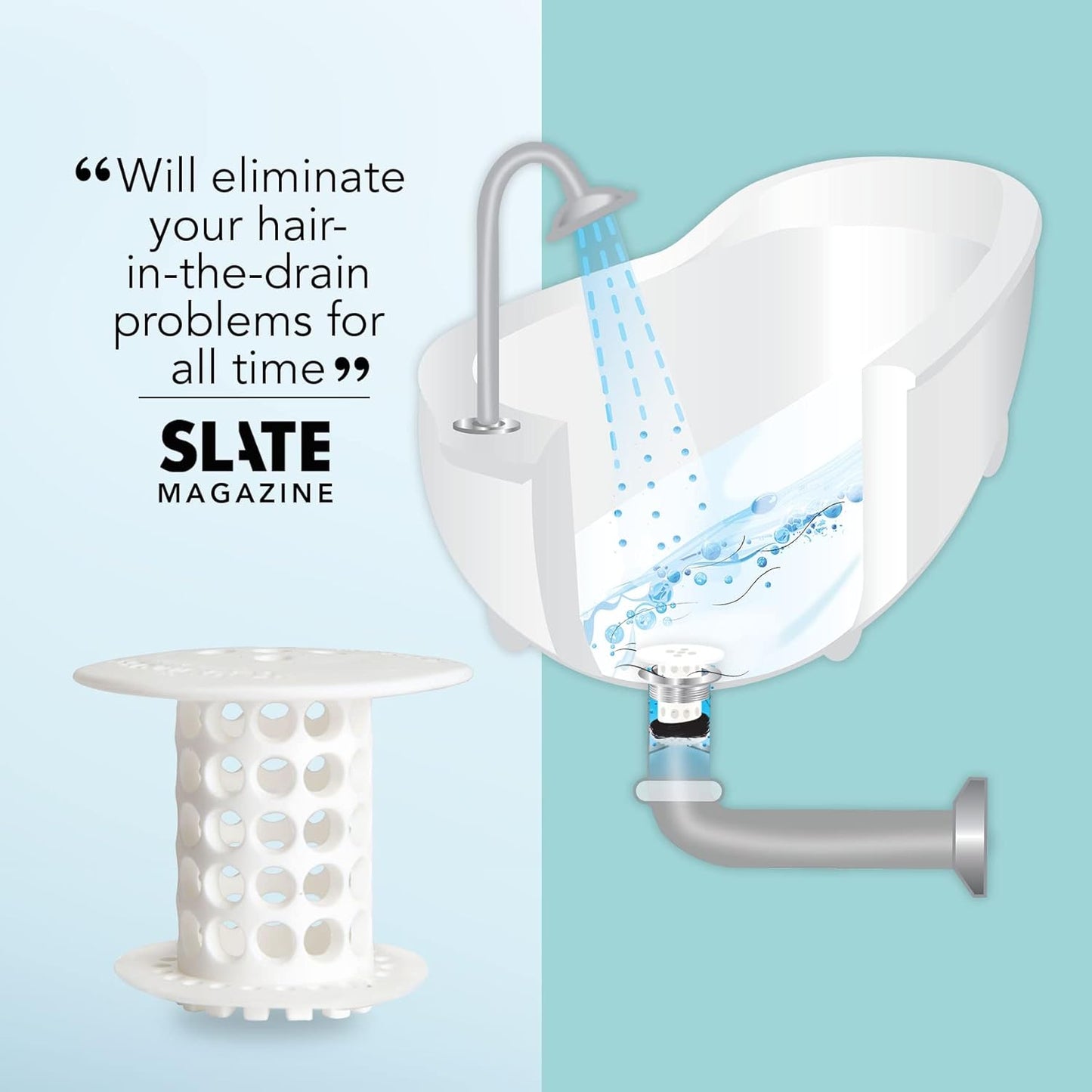 TubShroom The Revolutionary Tub Drain Protector Hair Catcher/Strainer/Snare, White, 2.25 x 2.25 Inch