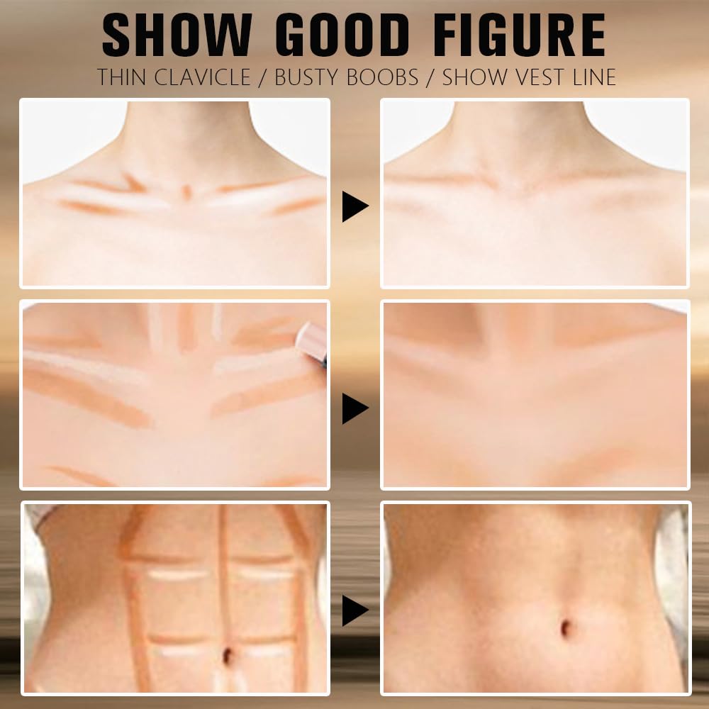 evpct Nuetral Nude & Silver Shimmer Cream Contour Stick Face Body Makeup Dual Ended, no Transfer Waterproof 2 in 1 Cream Concealer Stick Contouring Makeup, Nose Contour Bronzer Sticks Face Highlighter