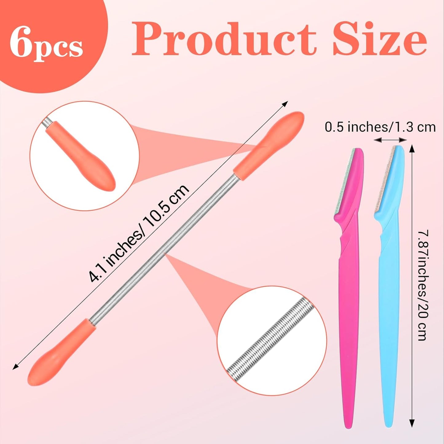 6 Pcs Facial Hair Remover Spring Eyebrow Face Removal Epilator Coil Portable Hair Remover Threading Tool for Women Unwanted Chin Cheek Mustache Neck Upper Lip