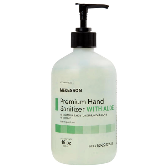 McKesson Hand Sanitizer with Aloe, 18 oz Pump Bottle – 70% Ethyl Alcohol, Spring Water Scent, No-Rinse Gel with Vitamin E and Moisturizers, Medical-Grade Sanitizer