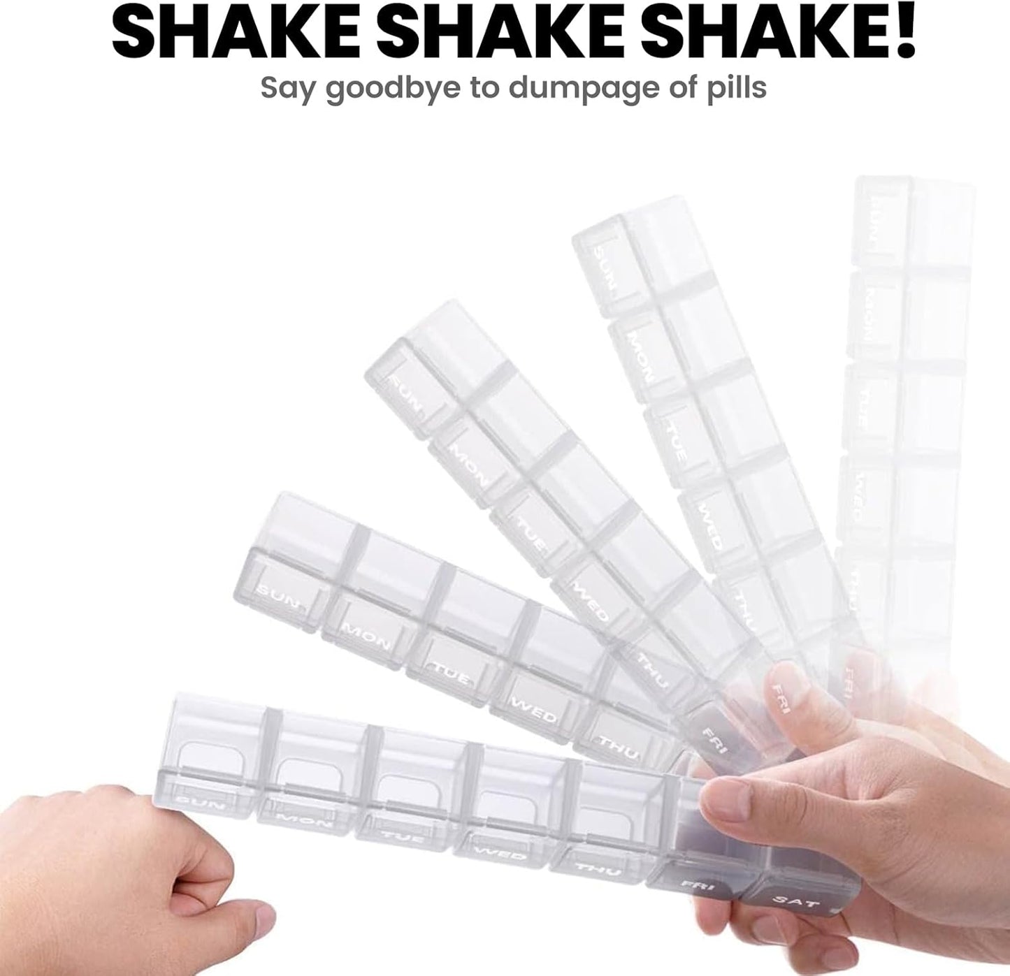 Sukuos Extra Large Weekly Pill Organizer 2 Pcs, Easy to Open Daily Pill Box 7 Day Medicine Cases for Vitamin, Fish Oils or Supplements (Black&White)