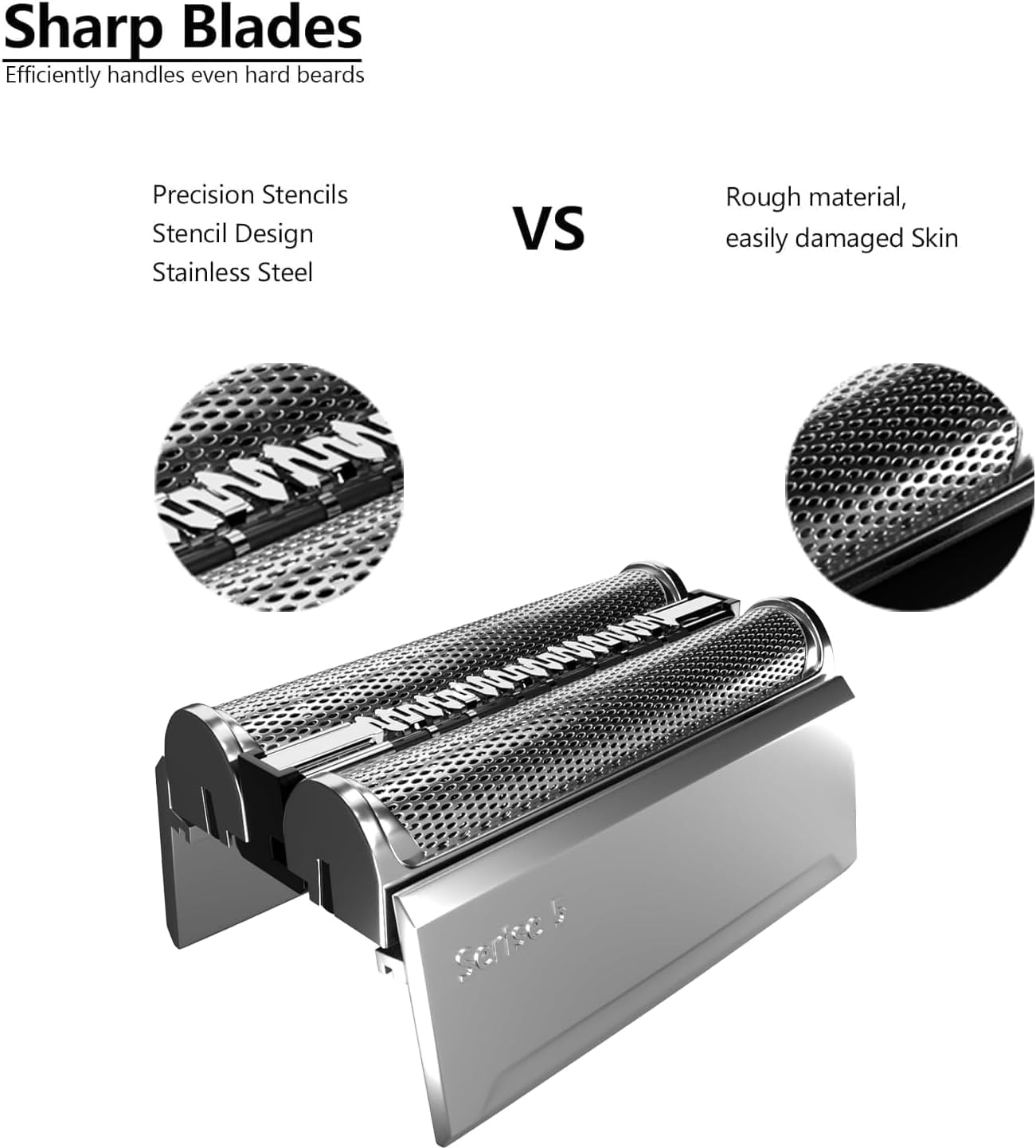 2Pack 52S Replacement Head Compatible with Braun Series 5, 52S Wet and Dry Replacement Foil and Cutter for Braun Electric Shaver S5 5020s 5030s 5040s 5050cc 5070cc 5090cc