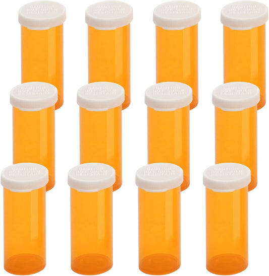 Empty Plastic Pill Bottles with Easy Open Snap Caps (Not Child Resistant), Prescription Medication Vials, Clear Containers Pill Cases Organizers (6 Dram, 12pcs)