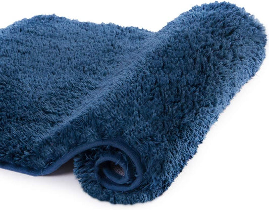 Walensee Bath Mat, Navy, 20 x 32, Non Slip, High Pile, Microfiber, Shag Rug, Machine Washable, Water Absorbent, Soft, Thick Plush, Bathroom