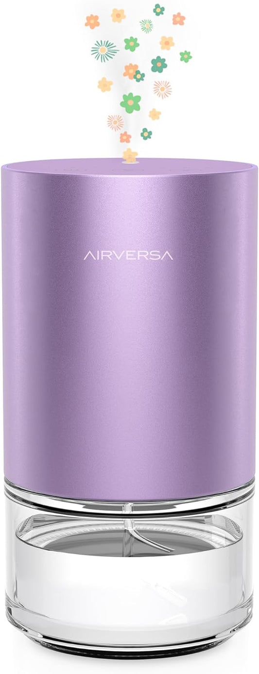 Airversa Essential Oil Diffuser Waterless Aromatherapy Diffusers for Home Large Room, Bedroom, Car, Office, Desk, Battery Operated, Small Diffuser for Pure Scent, 100mL Capacity, AN9 (Lavender)
