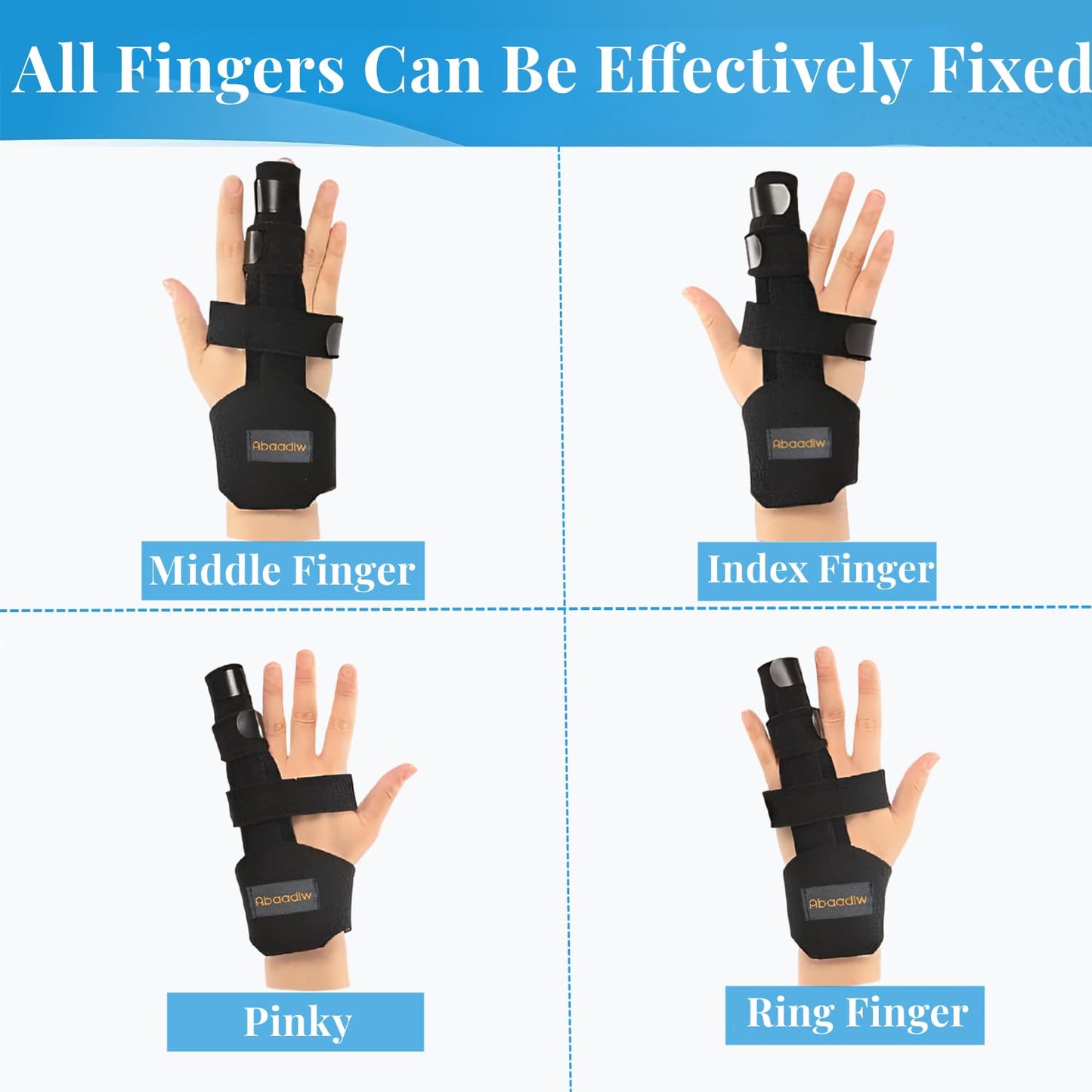 Trigger Finger Splint 2 Pcs, Adjustable Index Finger Splint, Finger Splint Middle Finger, Ring Finger Splint, Pinky Finger Splint,Hand Brace