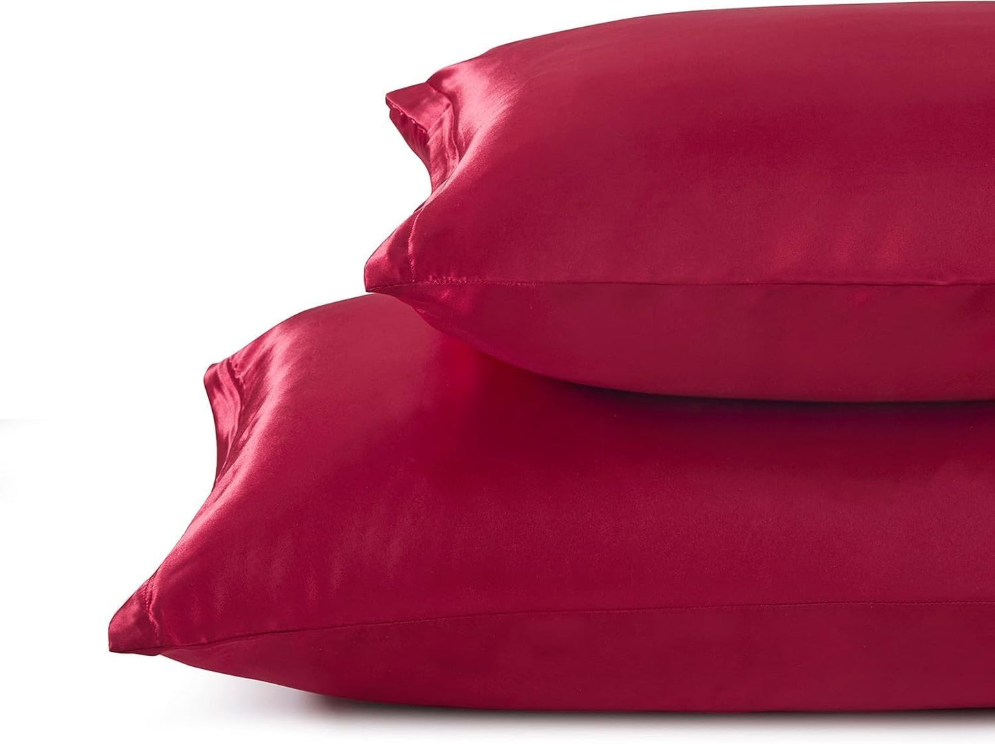 Juwenin Bedding,Luxury Satin Pillowcase with Zipper (Silky Satin Pillow Case for Hair) Set of 2 (Burgundy, Queen(20''x29''))