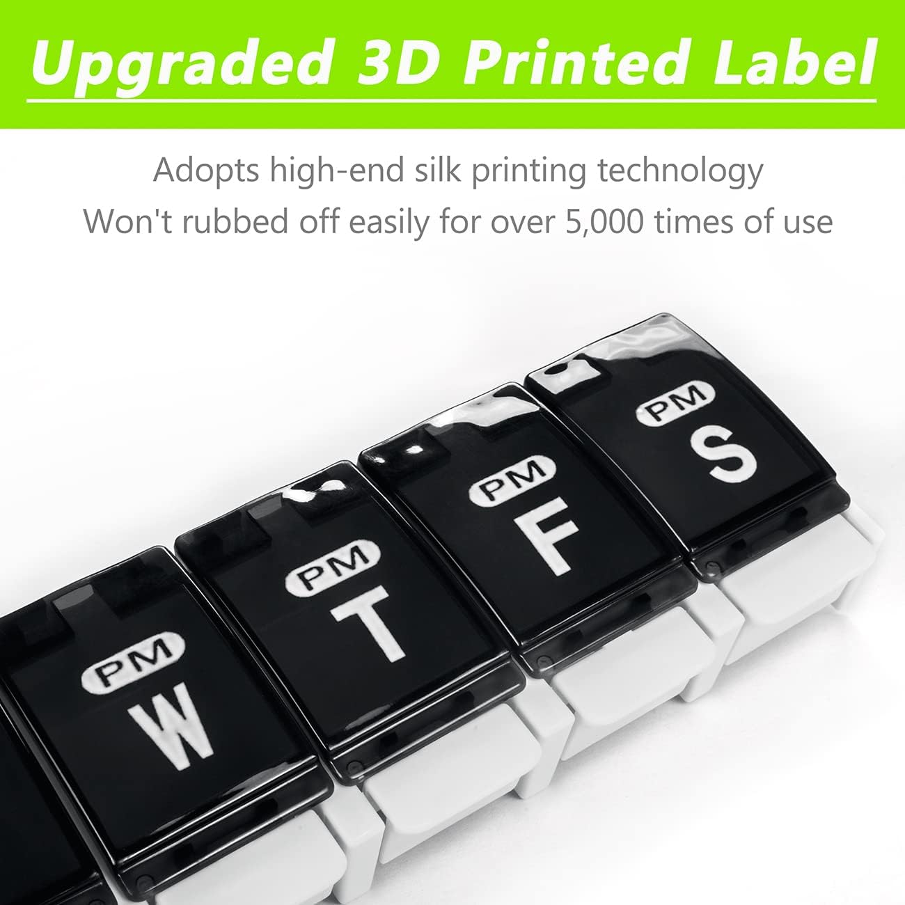 Extra Large Weekly Pill Organizer 2 Times a Day - Remtise Am/Pm Daily Pill Case Medicine Organizer, Push Button 7 Day Pill Box for Pills/Vitamin/Cod Liver Oil/Supplements (Black & White)