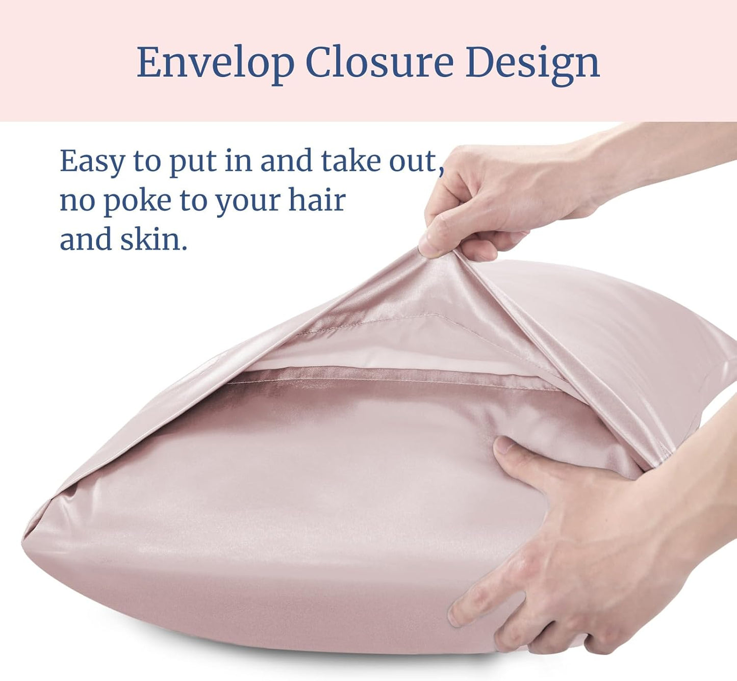 BEDELITE Satin Pillowcase for Hair and Skin, Super Soft and Cooling Similar to Silk Pillow Cases 2 Pack with Envelope Closure, Gift for Women Men(20"x26" Standard Size, Lotus Pink)