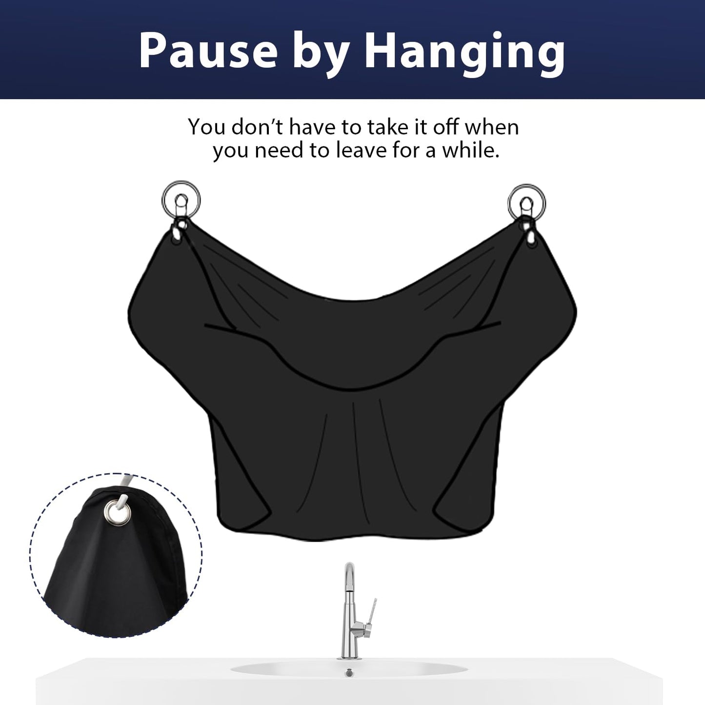 Beard Bib Apron, Beard Bib Hair Catcher for Shaving, Non-Stick Beard Shave Cape with Suction Cups, Grooming Accessories for Men, Gifts for Men Husband Father (Black)