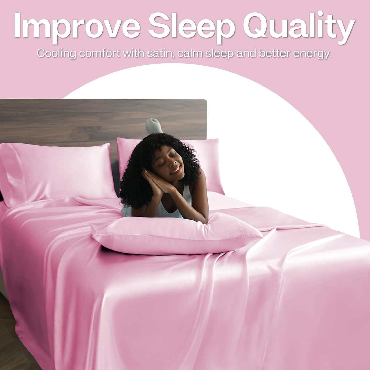 MR&HM Satin Pillowcase for Hair and Skin, Silk Satin Pillowcase 2 Pack, Standard Size Pillow Cases Set of 2, Silky Pillow Cover with Envelope Closure (20x26, Pink)