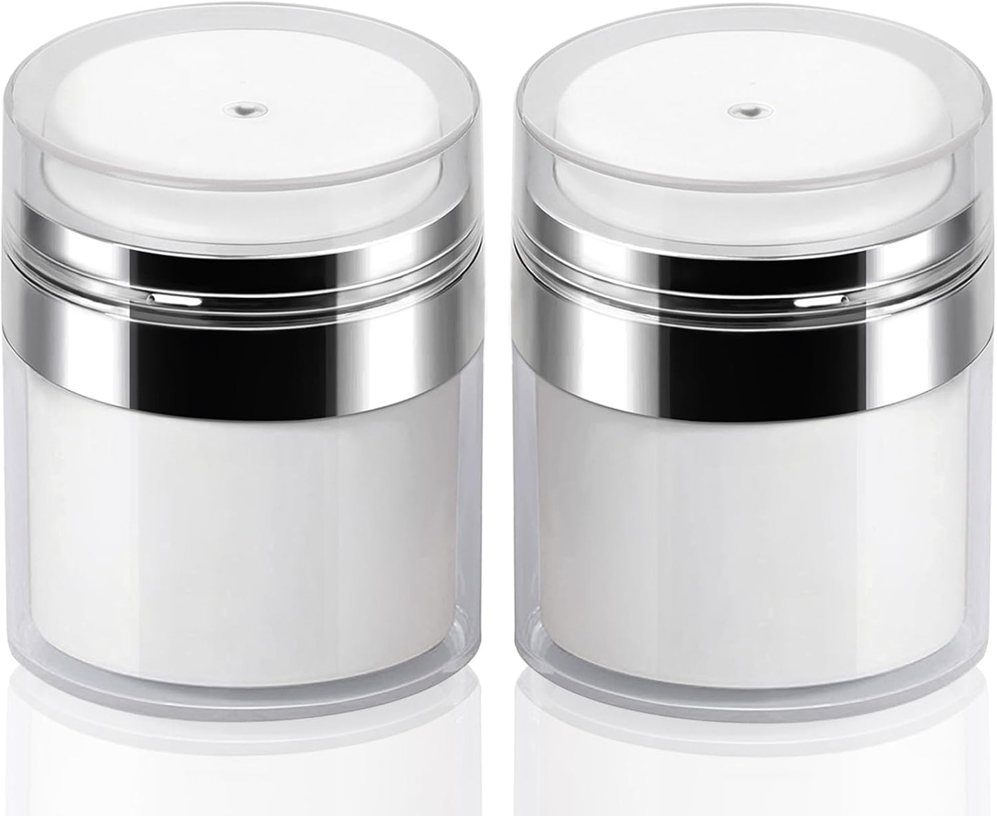 2Pack 50ml Airless Pump Jar - 1.7 Oz Moisturizer Pump Dispenser, Travel Lotion Container Vacuum Bottle for Skincare, Thick Moisturizer