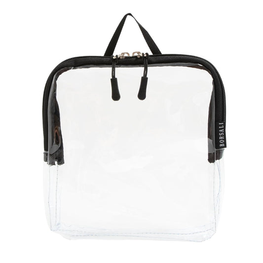 BORSALI TSA-Approved Quart-Sized Bag for Carry-On Travel - One (1) Quart Clear Toiletries, Cosmetic and 3-1-1 Liquids Toiletry Bag - Black With Handle