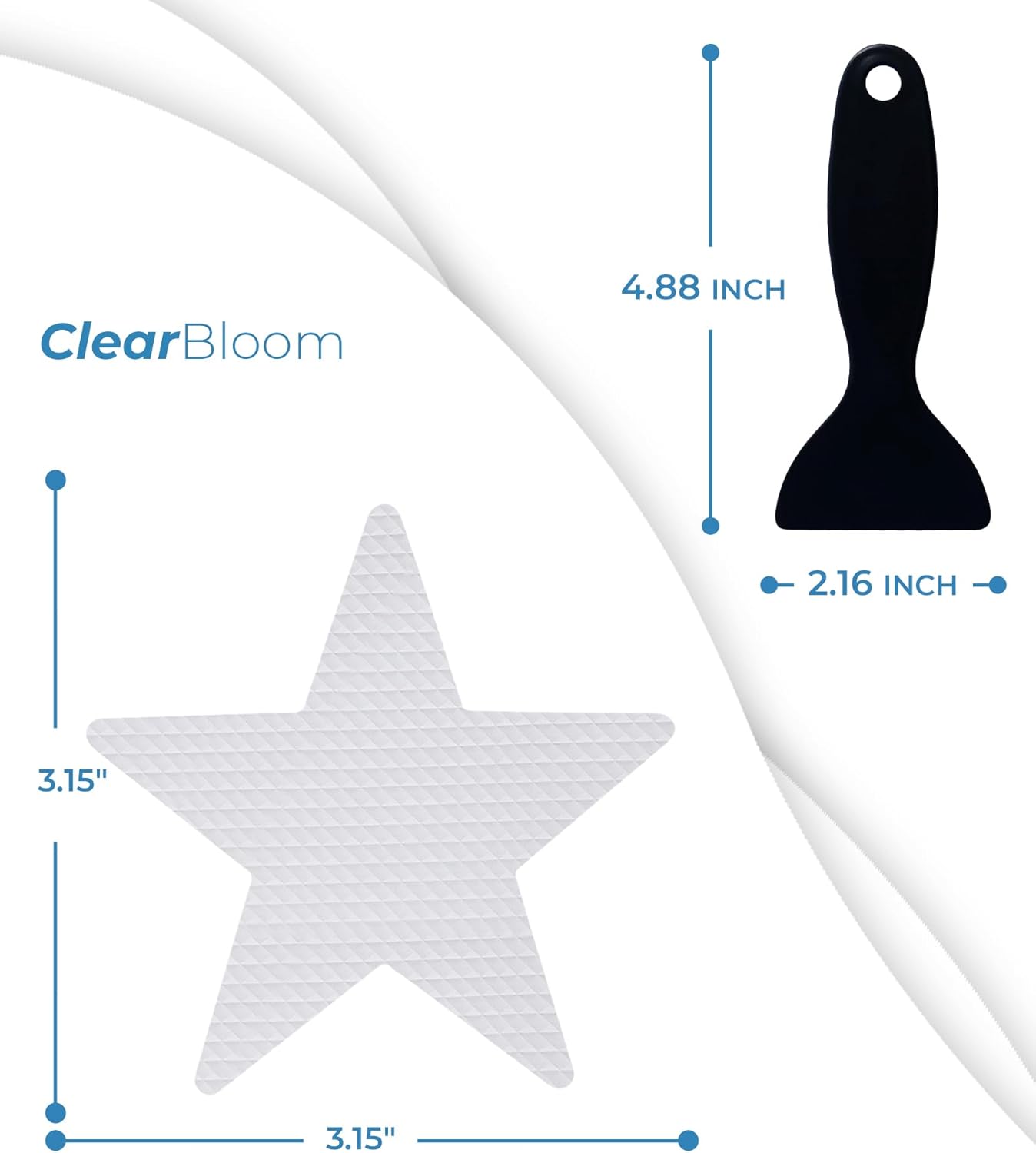 Anti Slip Shower Stickers 24 PCS, Invisible Non-Slip Shower Stars for Adults, Premium Adhesive Bath Tub Stickers (Clear)