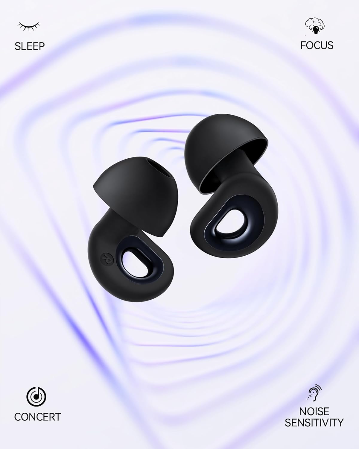 Ear Plugs for Sleeping, 50dB Noise Cancelling Ear Plug with 7 Pairs of Dual Single Layer Tips Reusable Ear Plugs for Noise Reduction, Soft Silicone Earplug for Concert, Snoring, Motorcycle Black