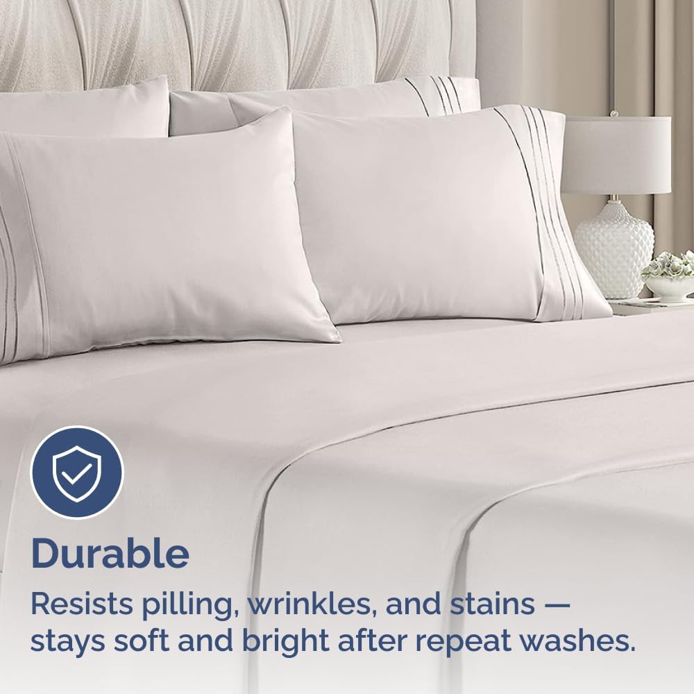 Queen Pillow Cases Set of 6 - Ultra Soft Hotel Quality Pillowcase Covers - Comfy, Cozy & Wrinkle Free - Shrink, Stain & Fade Resistant - Machine Washable Pillow Protectors - 6 Piece Set - Light Grey