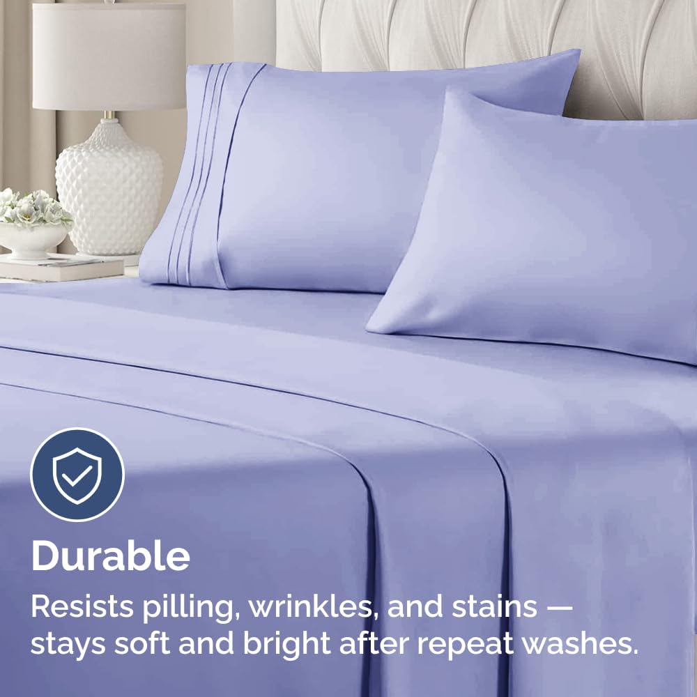 CGK Unlimited Queen Size Lavender Pillow Cover Bedding Set of 4 - Soft, Premium Quality Microfiber Pillowcases for Machine Washing - 20x40, 20x36 & 20x48 Inch Pillows