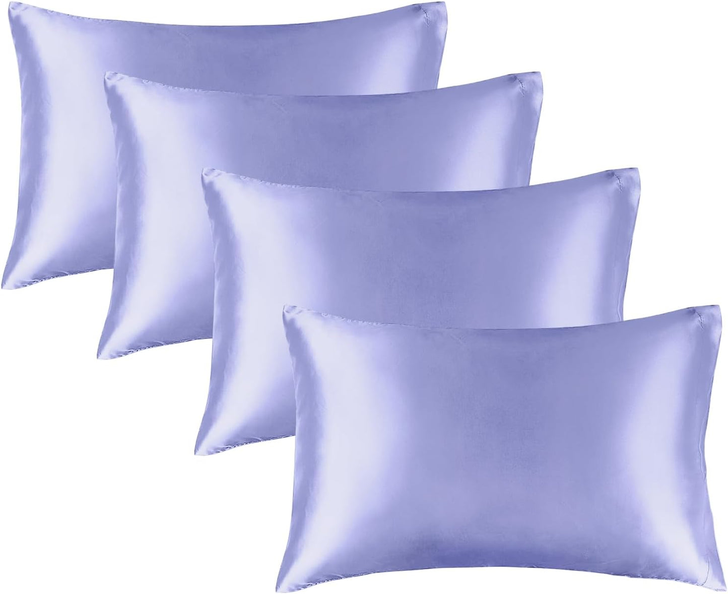 BEDELITE Satin Pillowcase for Hair and Skin, Super Soft Similar to Silk Pillow Cases 4 Pack with Envelope Closure, Cooling Pillowcases for Women Men (20"x36" King Size, Lilac)