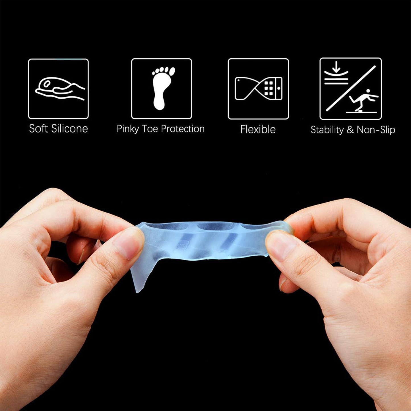 Toe Spacers, 5 Pairs Little Toe Separators Protector with 3 Loops for Curled Toes/Overlapping Toes/Foot Pain/Bunion Corrector and Bunion Relief for Men Women