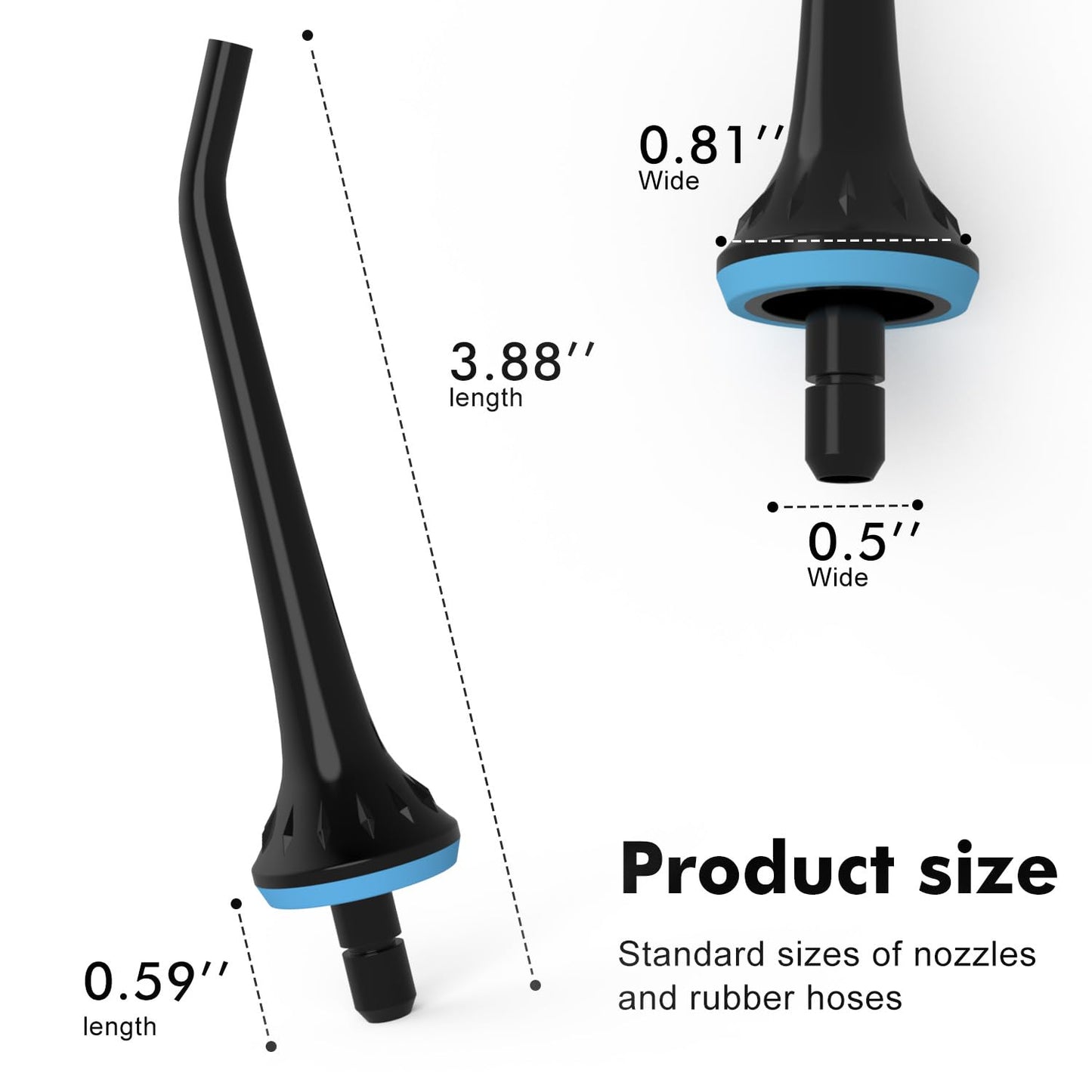 Replacement Tips for Oralfree,Nicwell,Nicefeel,COSLUS,Mospro,Zerhunt,McNaval Water Flosser, Replacement Heads Oral Irrigator Jet Tip Nozzel,Blcak（3 Pack）