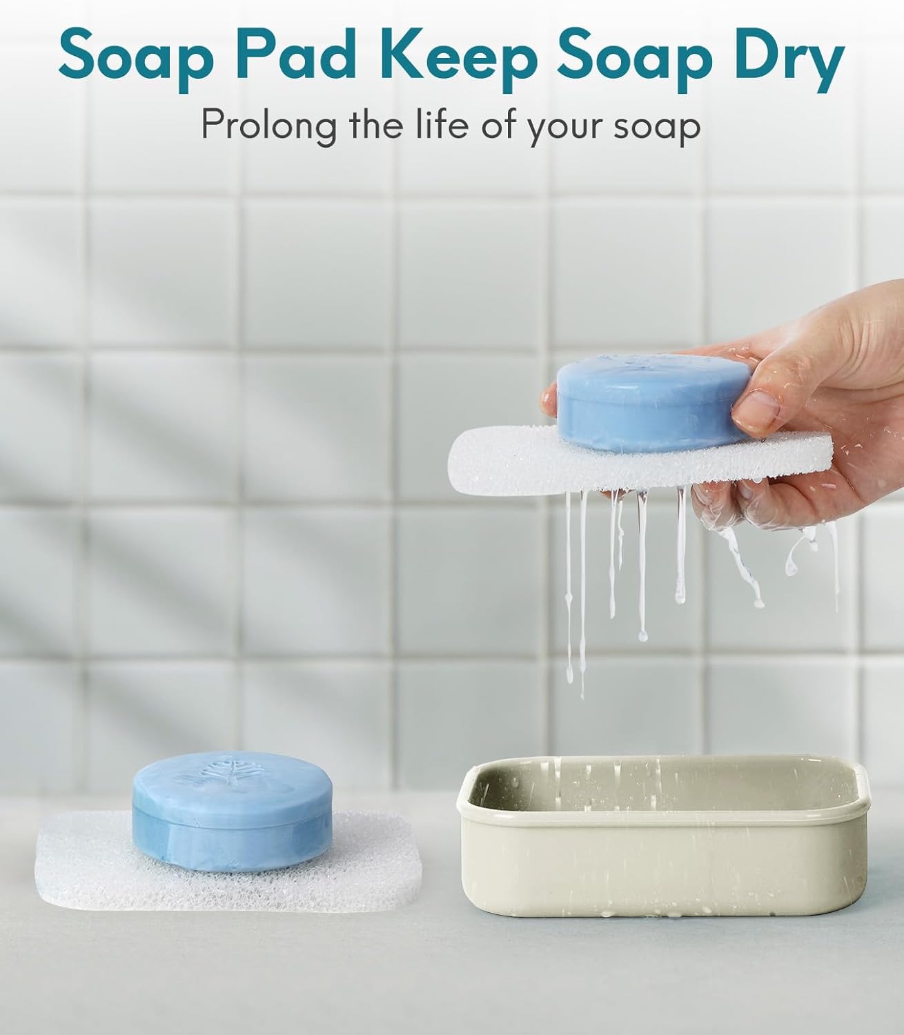 Quatish Solid Shampoo Bar Holder, Large Leakproof Travel Soap Case, Silicone Soap Box with Draining Layer, Enhanced Soap Container, Suitable for Camping, Gym, Bathroom, Outdoor Essentials, Off White