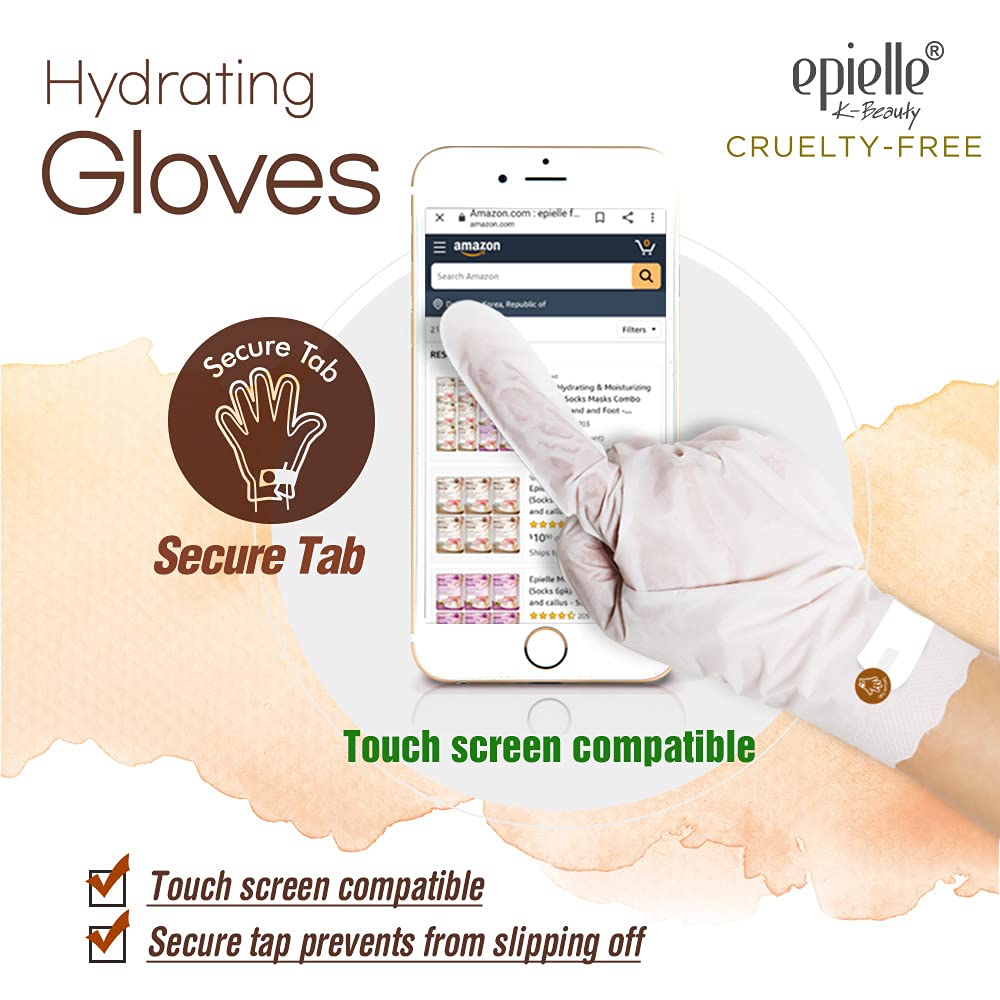 Epielle Hydrating Hand Masks 6 Pairs, Deep Moisturizing Gloves for Dry, Cracked Hands, Relieve and Soften with Shea Butter & Jojoba Oil, Korean Skin Care, Spa Set, Self Care Gifts for Women
