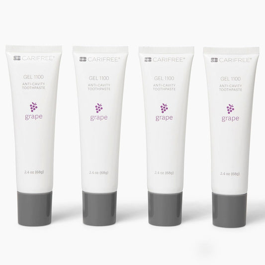 CariFree Gel 1100, Grape Flavored, Anti-Cavity Fluoride Toothpaste with Nano Hydroxyapatite for pH Neutralization, Enamel Protection, Dentist Recommended, Dentist Developed, 2.4 Ounce (Pack of 4)