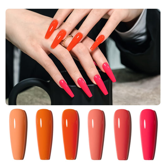 GAOY Coral Orange Gel Nail Polish, Pink Red Neon Gel Polish Kit for Salon Manicure and Nail Art DIY at Home, Gift for Women