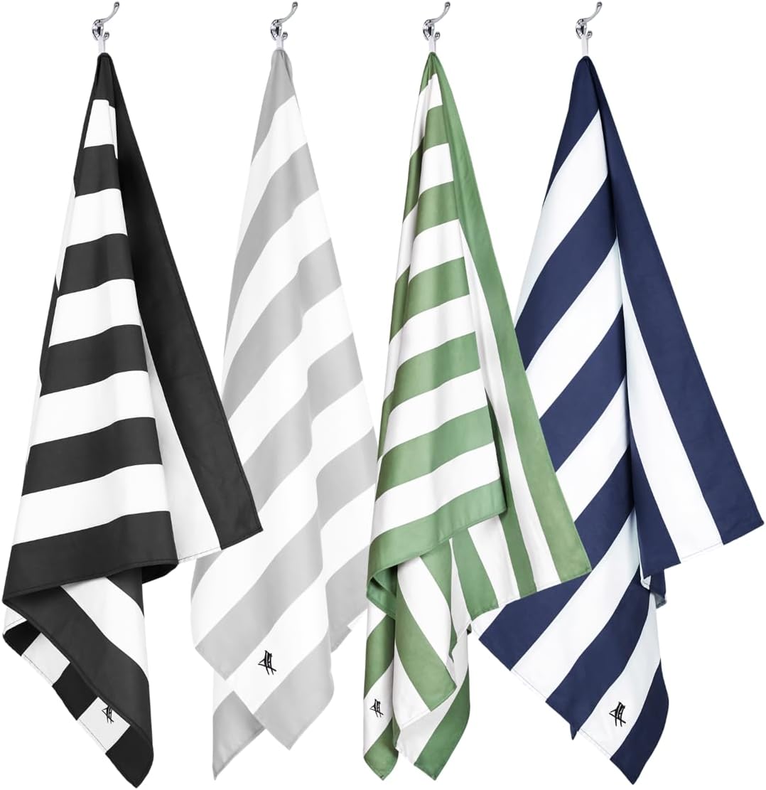 Dock & Bay Beach Towel - Quick Dry, Sand Free - Compact, Lightweight - 100% Recycled - Includes Bag - Cabana - Set E (4), Large (160x90cm, 63x35)