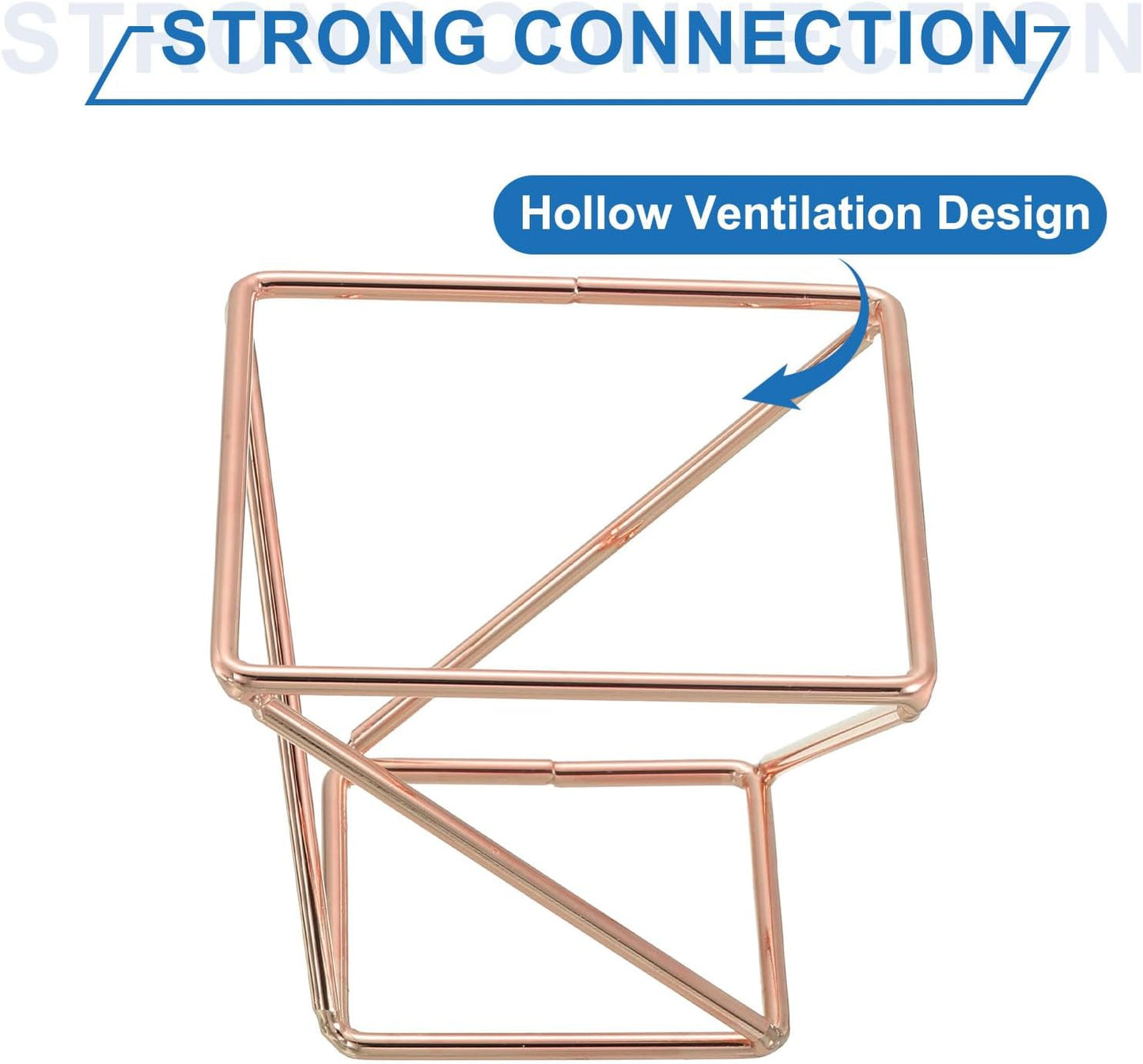 uxcell 6Pcs Air Plant Holder, Makeup Sponge Drying Holder Rack, Tabletop Air Fern Display Stand, Makeup Beauty Egg Dry Stand for Dressing Table Home Decoration, Rose Gold (50x50x42mm)