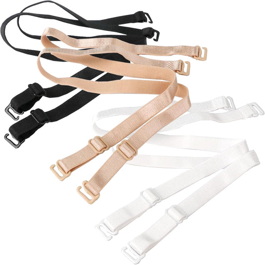3 Pairs Bra Straps Replacement Elastic Adjustable Removable Shoulder Straps Multi-size