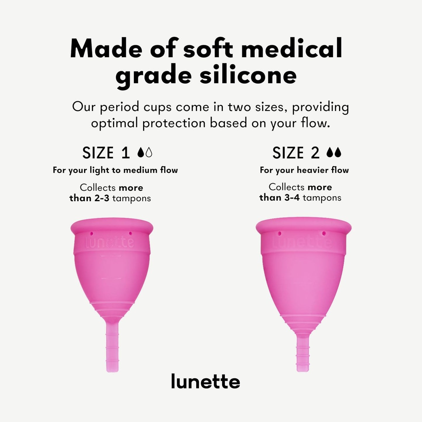 Lunette Menstrual Cup – Best Reusable Period Cup – Wear for 12 Hours and Reuse up to 10 Years, Pink Size 2 for Moderate to Heavy Flow