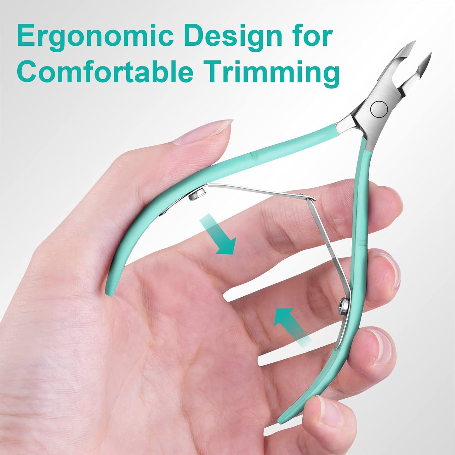 Easkep Cuticle Trimmer with Cuticle Pusher, Professional Cuticle Remover Sturdy Pedicure and Manicure Tool for Healthy Nails (D501-Green)