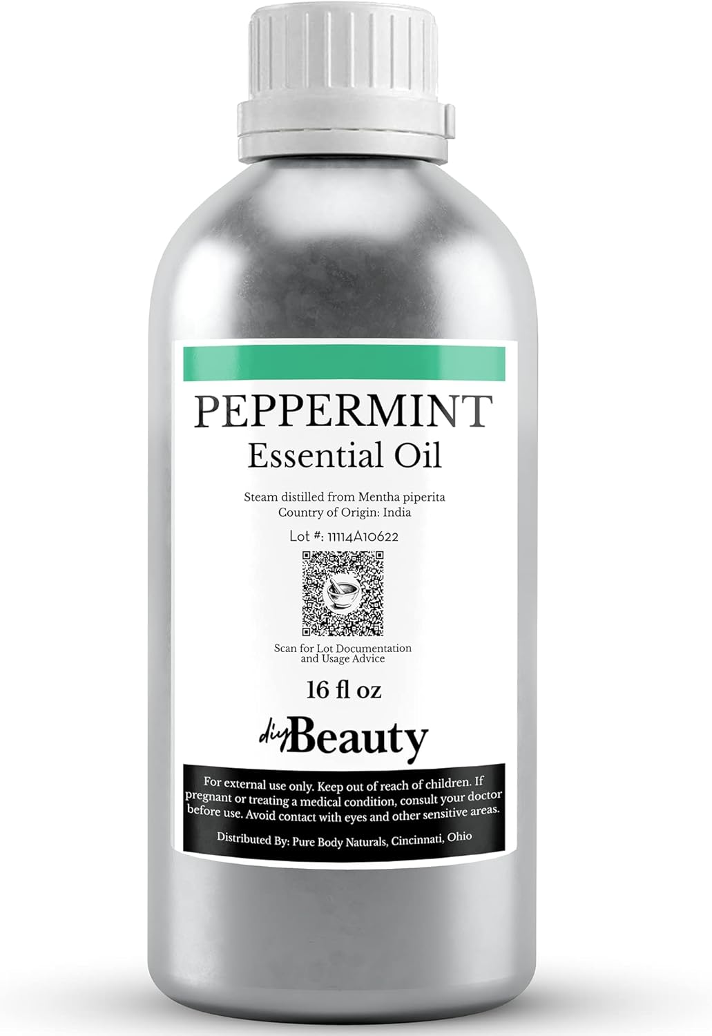 Bulk Peppermint Essential Oil - Large Size 16 fl oz Bottle - 100% Pure and Undiluted Therapeutic Grade Mentha Piperita - Concentrated Extract