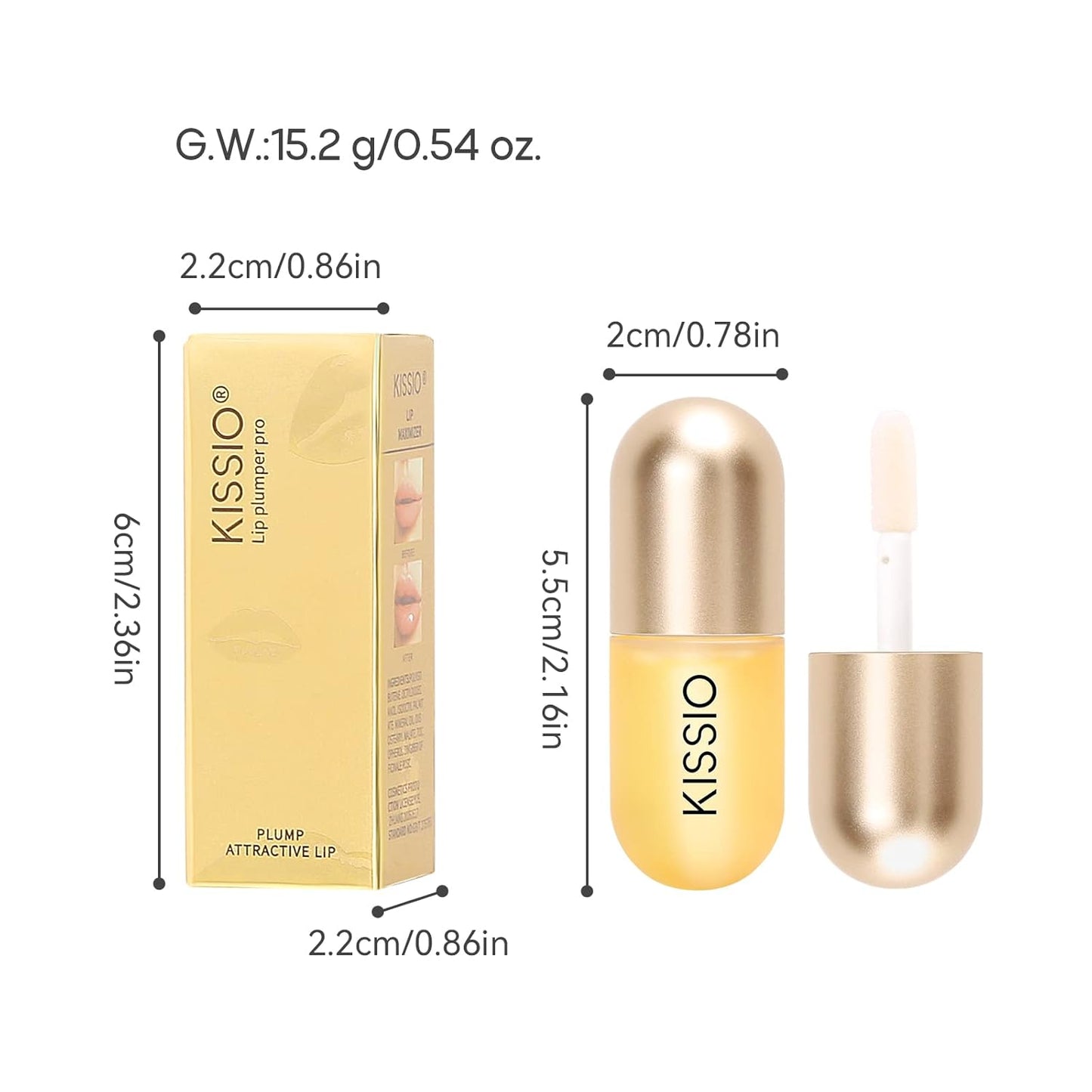 KISSIO Lip Plumper,Color Lip Plumper Gloss,Lip Enhancer,Plant Extracts Plumping Lip Serum,Moisturizing Lip Gloss for Fuller Lips and Hydrated Beauty Lips 5.5ml,04 Liqueur