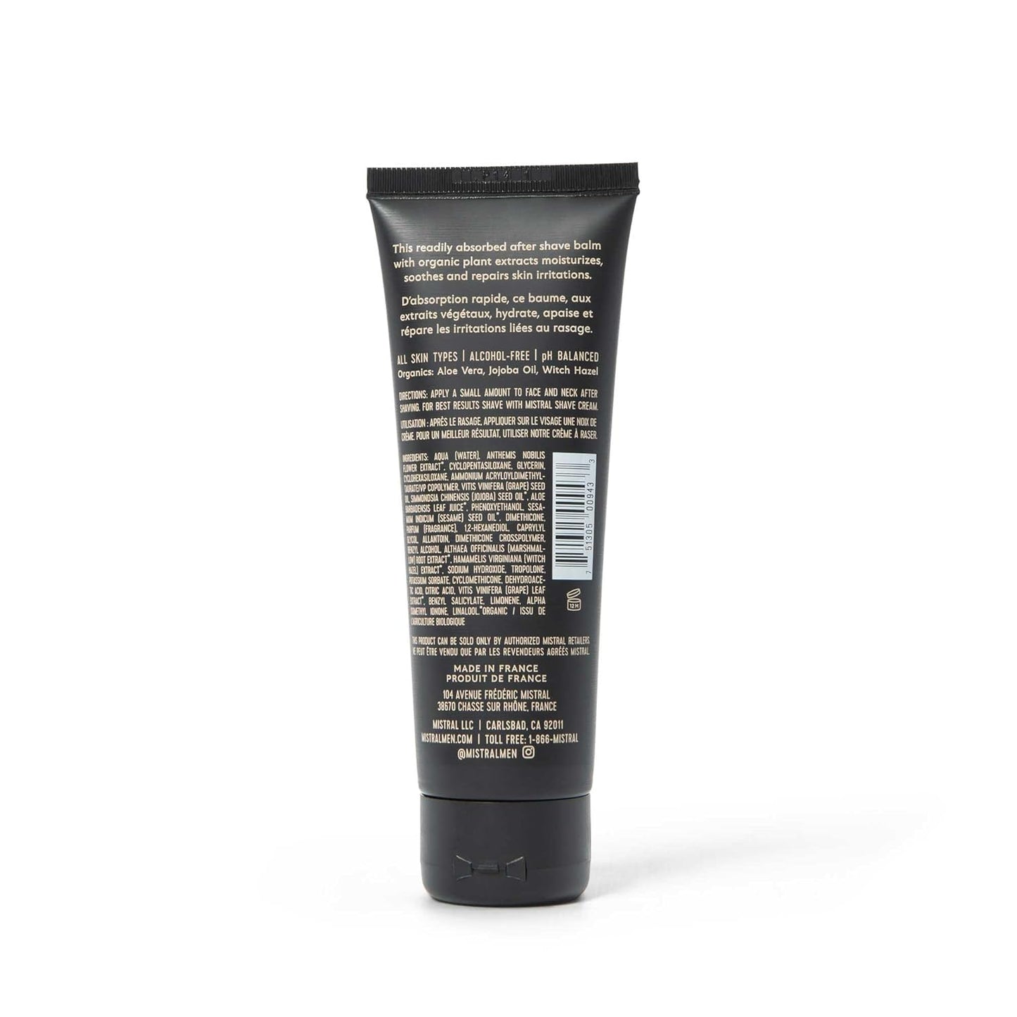 Mistral Cedarwood Marine Post Shave Balm | Soothing Aftershave for Men with Aloe & Jojoba Oil | Non-Greasy Post Shave Moisturizer, For All Skin, Paraben & Phthalates Free | Made in France - 80ml